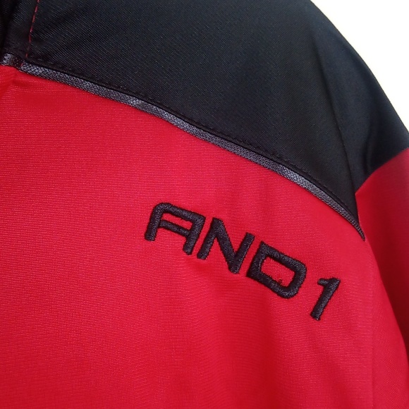And1 Red Black Silky Matching Track Suit Jacket Pants - Picture 6 of 16